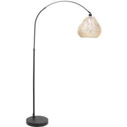 ValueLights Louis Rattan Teardrop Shade Black Curved LED Floor Lamp - Size: 180 x 33 x 104cm - Wilko