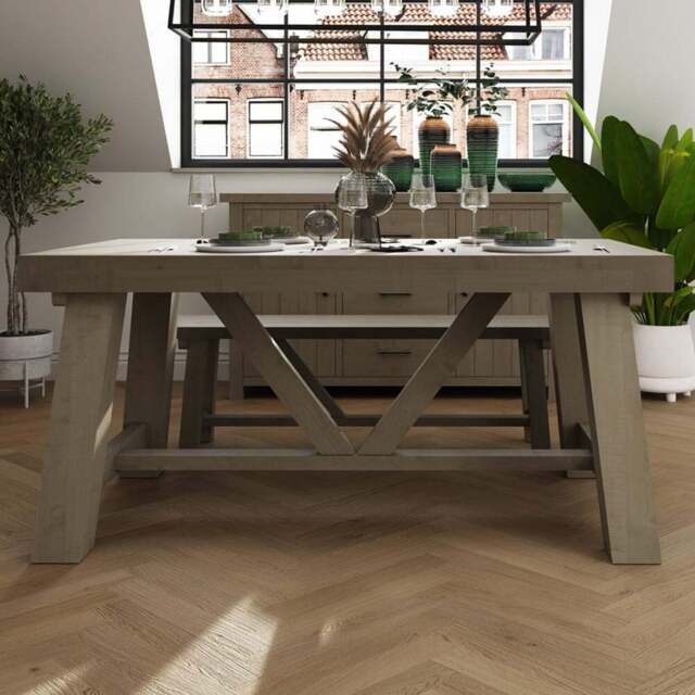 FWStyle Saltash Reclaimed Pine Dining Table - Brown - Wilko - image 1