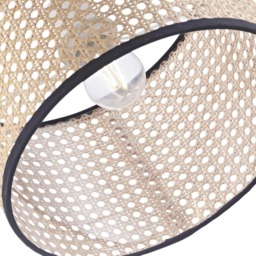 Happy Homewares Natural Wicker Rattan Drum Shaped Pendant Shade with Black Cotton Trims - Size: 20 x 30 x 30cm - Brown - Wilko - thumbnail 5
