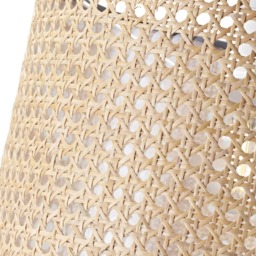 Happy Homewares Natural Wicker Rattan Drum Shaped Pendant Shade with Black Cotton Trims - Size: 20 x 30 x 30cm - Brown - Wilko - thumbnail 4