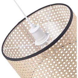Happy Homewares Natural Wicker Rattan Drum Shaped Pendant Shade with Black Cotton Trims - Size: 20 x 30 x 30cm - Brown - Wilko - thumbnail 6