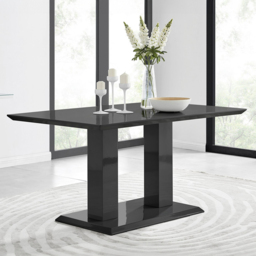 Furniturebox Molini Cesano 6 Seater Dining Set Black Gloss and Grey - Wilko - thumbnail 3