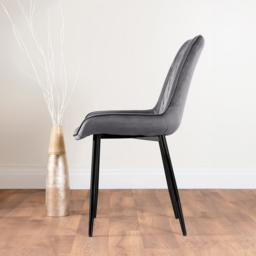 Furniturebox Molini Cesano 6 Seater Dining Set Black Gloss and Grey - Wilko - thumbnail 5