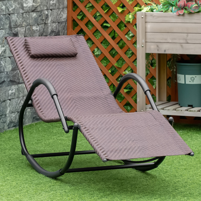 Outsunny Brown Zero Gravity Rocking Sun Lounger with Pillow - Size: 1 Seater - Wilko - image 1