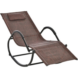 Outsunny Brown Zero Gravity Rocking Sun Lounger with Pillow - Size: 1 Seater - Wilko - thumbnail 3