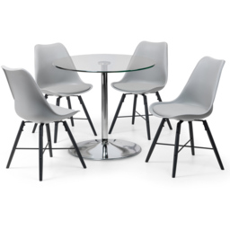 Julian Bowen Kudos 4 Seater Pedestal Dining Table Chrome and Glass - Multi - Wilko - thumbnail 4