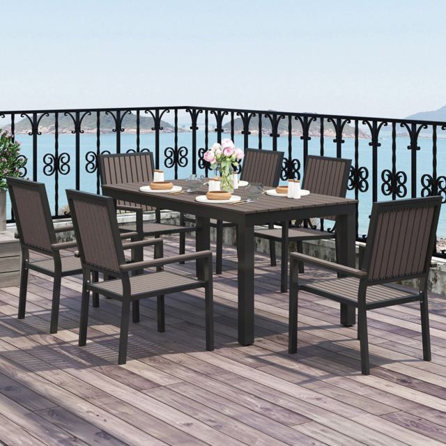 Outsunny 6 Seater Garden Dining Set Brown - Wilko - image 1