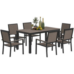 Outsunny 6 Seater Garden Dining Set Brown - Wilko - thumbnail 3