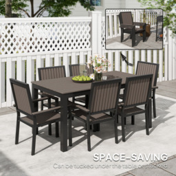 Outsunny 6 Seater Garden Dining Set Brown - Wilko - thumbnail 6