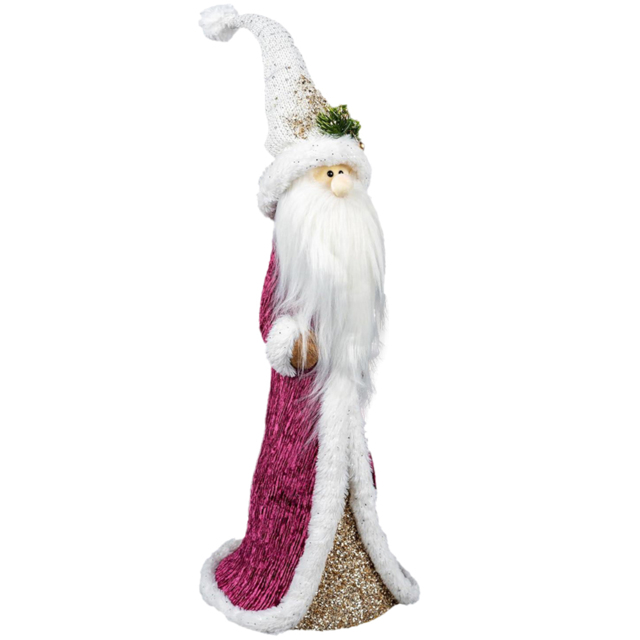 Shatchi Burgundy and Gold Santa Christmas Decoration 58cm - Size: 58 x 12 x 11cm - Pink - Wilko - image 1