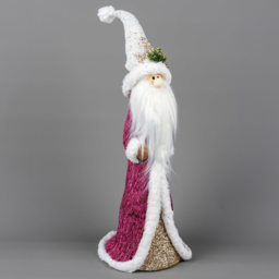 Shatchi Burgundy and Gold Santa Christmas Decoration 58cm - Size: 58 x 12 x 11cm - Pink - Wilko - thumbnail 3