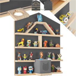 tectake Mylittle Story Anthracite House Design Wall Mounted Floating Shelf - Size: 60 x 50 x 15.5cm - Grey - Wilko - thumbnail 3