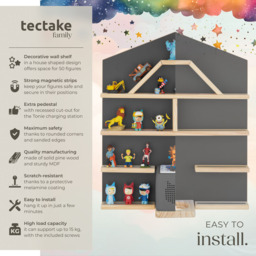 tectake Mylittle Story Anthracite House Design Wall Mounted Floating Shelf - Size: 60 x 50 x 15.5cm - Grey - Wilko - thumbnail 7