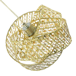 Happy Homewares 3 Ring Gold Pendant Light Shade with Acrylic Bead - Size: 21 x 30 x 30cm - Wilko - thumbnail 6