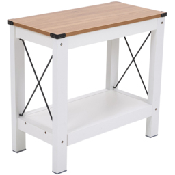 Living and Home Single Shelf White Side Table - Size: 55.7 x 60 x 31cm - White + Natural - Wilko - thumbnail 3