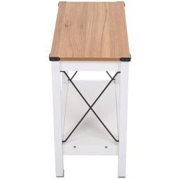 Living and Home Single Shelf White Side Table - Size: 55.7 x 60 x 31cm - White + Natural - Wilko - thumbnail 5