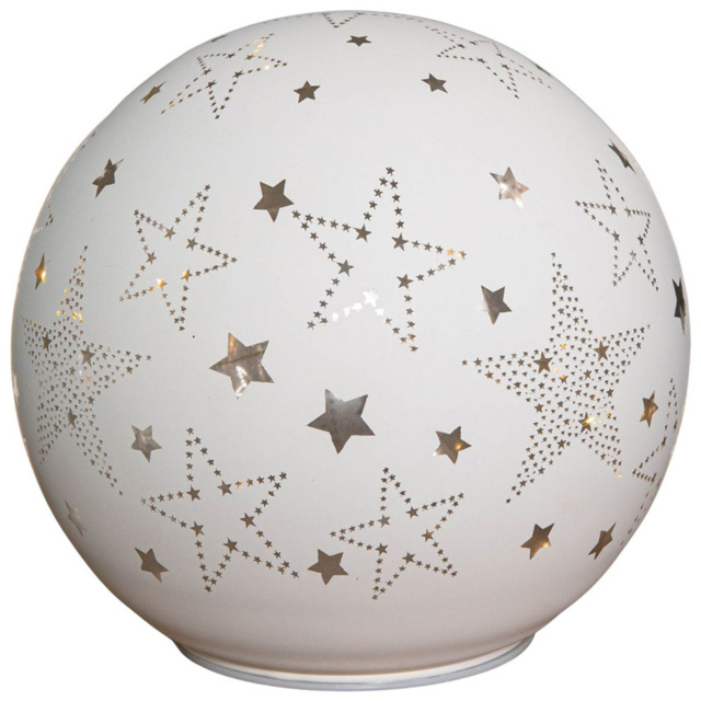 Samuel Alexander Star Glass Ball LED Christmas Decoration - Size: 15 x 15 x 15cm - White - Wilko - image 1