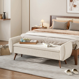 Living and Home Teddy Fur Upholstered Storage Bench - Cream - Wilko - thumbnail 7