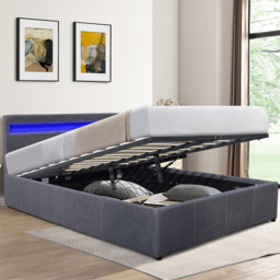 Comfy Living King Dark Grey Ottoman Bed Frame with LED - Wilko