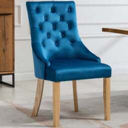 Artemis Home Ravenna Set of 2 Blue Velvet Dining Chair - Wilko - thumbnail 1