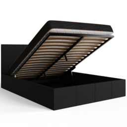 GFW King Size Black Faux Leather End Lift Ottoman Bed with Bonnell Mattress - Wilko - thumbnail 6