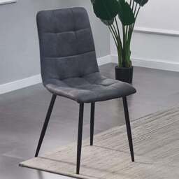 Henri Set of 4 Dark Grey Faux Suede Leather Dining Chairs - MCC - Wilko