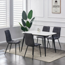 Henri Set of 4 Dark Grey Faux Suede Leather Dining Chairs - MCC - Wilko - thumbnail 6