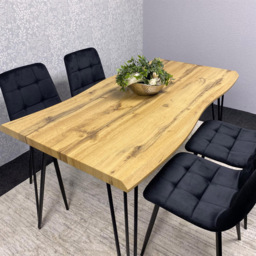 Kosy Koala 4 Seater Wood and Velvet Dining Set Black - Multi - Wilko - thumbnail 3