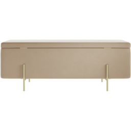 Lola Beige and Brushed Gold Velvet Storage Ottoman - Cream - LPD Home - Wilko - thumbnail 5