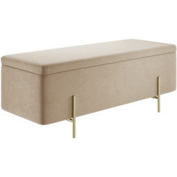Lola Beige and Brushed Gold Velvet Storage Ottoman - Cream - LPD Home - Wilko - thumbnail 3