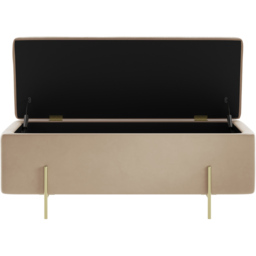 Lola Beige and Brushed Gold Velvet Storage Ottoman - Cream - LPD Home - Wilko - thumbnail 6