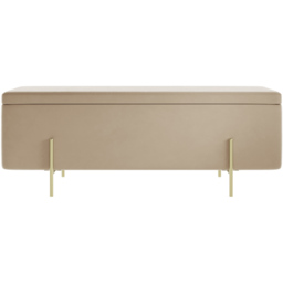 Lola Beige and Brushed Gold Velvet Storage Ottoman - Cream - LPD Home - Wilko - thumbnail 4