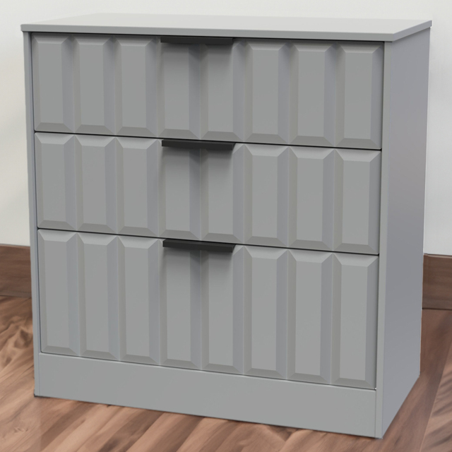Crowndale New York 3 Drawer Dusk Grey Deep Chest of Drawers Ready Assembled - Wilko - image 1