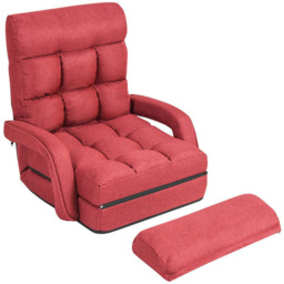 Costway Red Adjustable Foldable Recliner Floor Chair with Pillow - Size: Single - Wilko - thumbnail 3