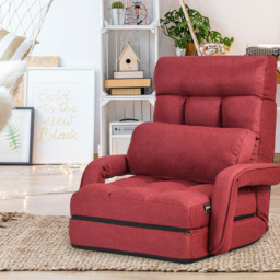 Costway Red Adjustable Foldable Recliner Floor Chair with Pillow - Size: Single - Wilko - thumbnail 4