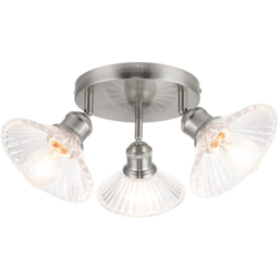 Cosylyte Milan Bathroom 3 Light Round Plate Ribbed Glass Spotlight - Size: 23 x 22.5 x 22.5cm - Silver - Wilko - thumbnail 4