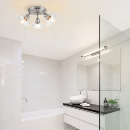 Cosylyte Milan Bathroom 3 Light Round Plate Ribbed Glass Spotlight - Size: 23 x 22.5 x 22.5cm - Silver - Wilko - thumbnail 7