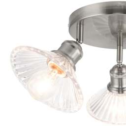 Cosylyte Milan Bathroom 3 Light Round Plate Ribbed Glass Spotlight - Size: 23 x 22.5 x 22.5cm - Silver - Wilko - thumbnail 5