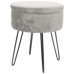 Harbour Housewares Grey and Black Velvet Round Footstool with Storage - Size: 45 x 36 x 36cm - Wilko - thumbnail 3