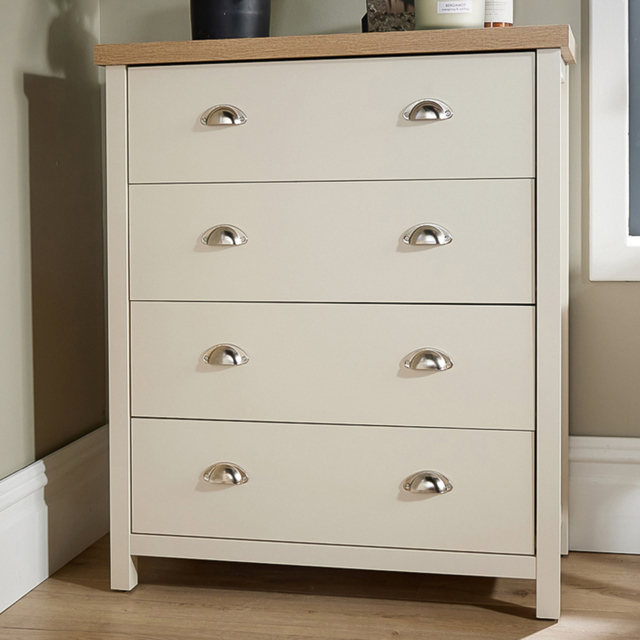 Home Source Avon 4 Drawer White and Oak Dual Tone Chest of Drawers - Wilko - image 1