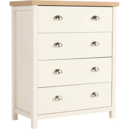 Home Source Avon 4 Drawer White and Oak Dual Tone Chest of Drawers - Wilko - thumbnail 3