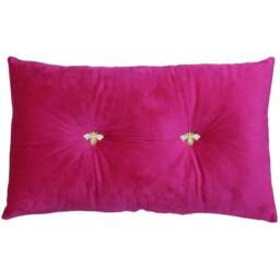 Paoletti Bumble Bee Fuchsia Velvet Cushion - Size: 50 x 30cm - Pink - Wilko