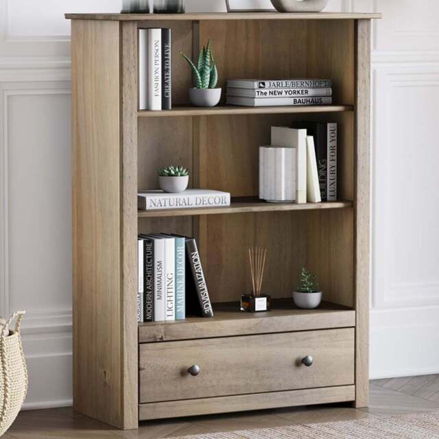 VIDA DESIGNS Panama Single Drawer 3 Shelf Bookcase - Brown - Wilko - image 1