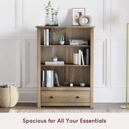 VIDA DESIGNS Panama Single Drawer 3 Shelf Bookcase - Brown - Wilko - thumbnail 6