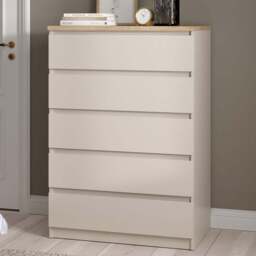 Florence Naia 5 Drawer Cashmere Jackson Hickory Chest of Drawers - Brown - Furniture To Go - Wilko