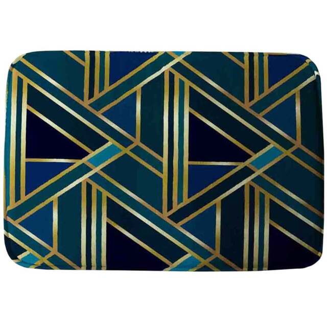 Benjamin Tate Design Gold and Teal Geometric Pattern Bath Mat 50 x 80cm - Wilko - image 1