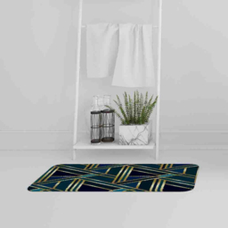 Benjamin Tate Design Gold and Teal Geometric Pattern Bath Mat 50 x 80cm - Wilko - thumbnail 3