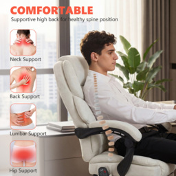Portland Cream Massage and Heat Reclining Office Chair - Size: 118 x 67 x 70cm - Wilko - thumbnail 5