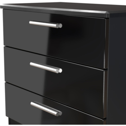 Crowndale Knightsbridge 3 Drawer Black Gloss and Black Chest of Drawers Ready Assembled - Black Gloss & Black - Wilko - thumbnail 6