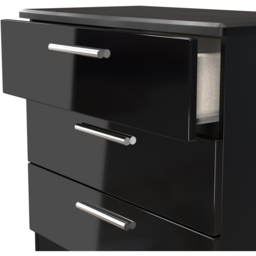 Crowndale Knightsbridge 3 Drawer Black Gloss and Black Chest of Drawers Ready Assembled - Black Gloss & Black - Wilko - thumbnail 7